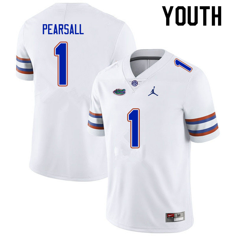 Youth #1 Ricky Pearsall Florida Gators College Football Jerseys Sale-White - Click Image to Close